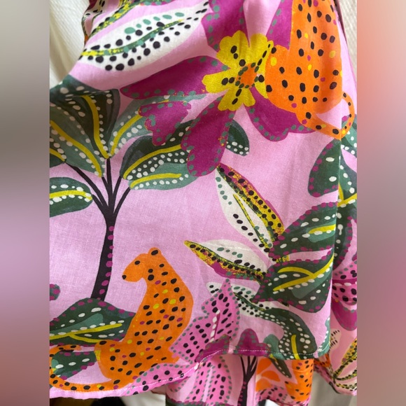 Crystal Sky Juniors’ Puff-Sleeve Tie-Back Jungle Print Dress Large NWT’s - Picture 4 of 14